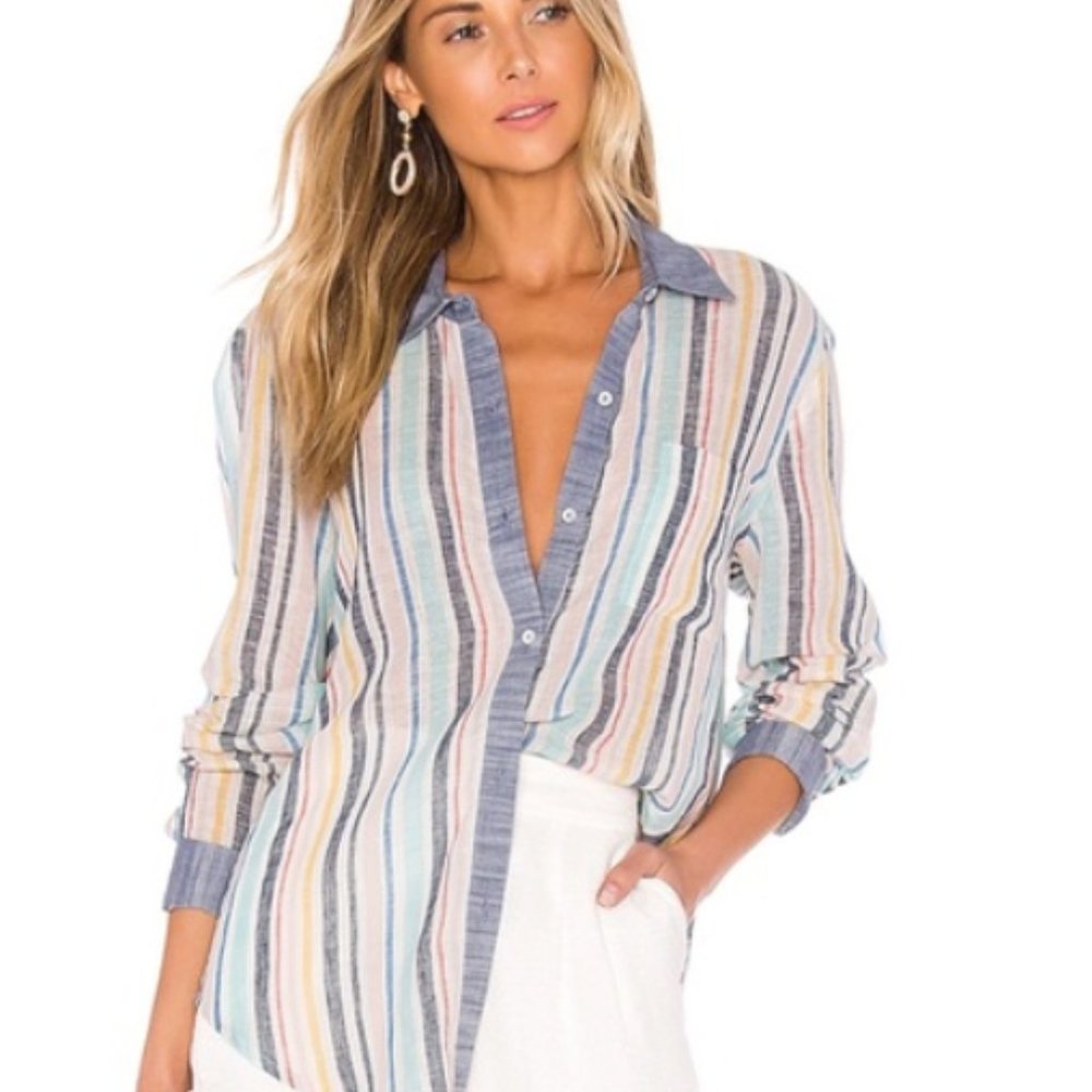 NWOT Splendid X Gray Malin Playa Stripe Linen Shirt
